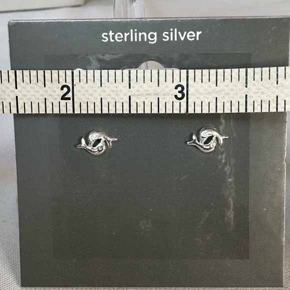 Tiny sterling silver dolphin earrings - Picture 2 of 3